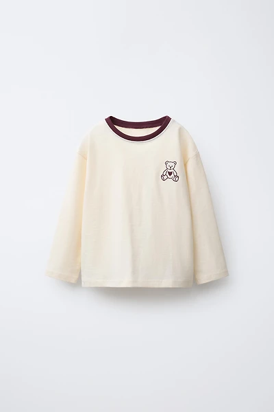 VARSITY BEAR EMBROIDERED T-SHIRT