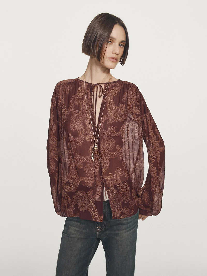 Flowing paisley print blouse
