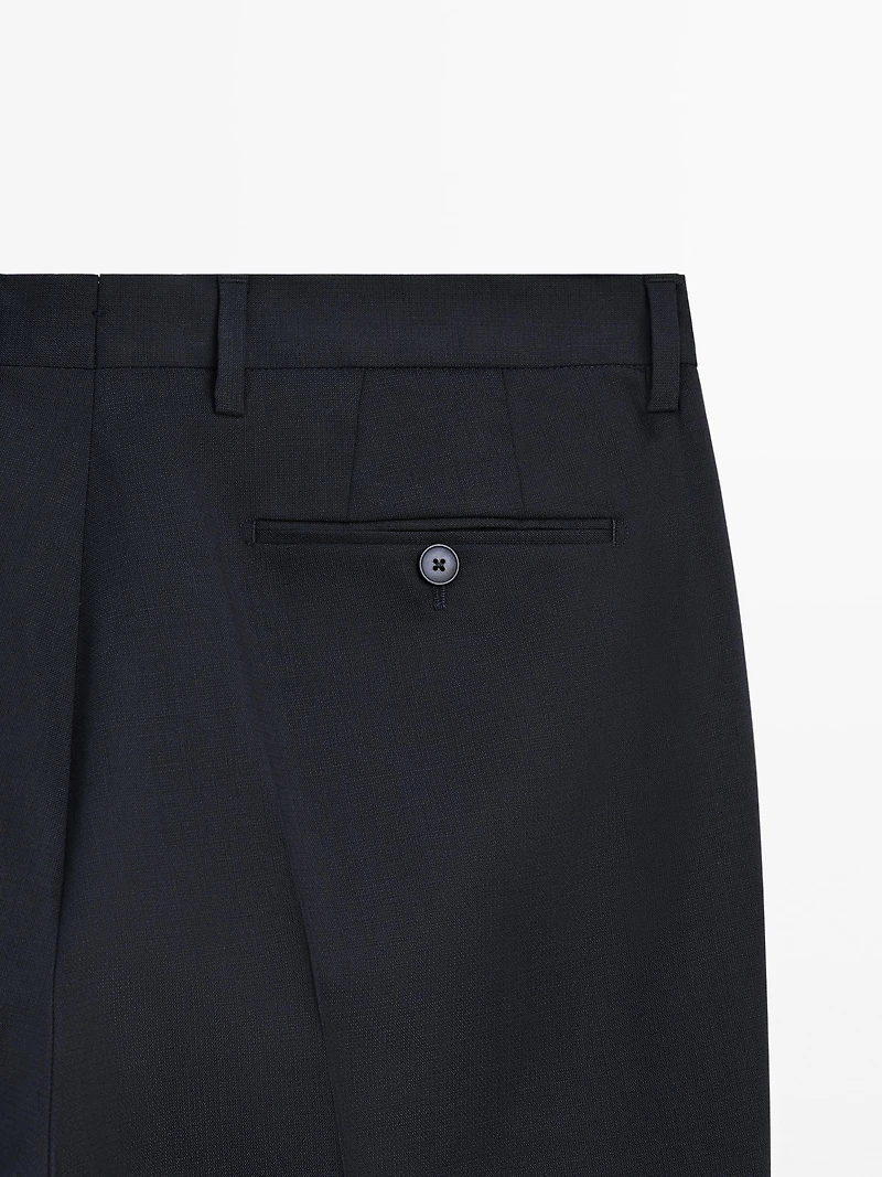 Wool blend suit trousers