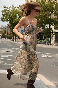 PATCHWORK PRINT MIDI DRESS