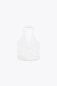 RUCHED HALTER VEST TOP