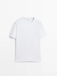 Short sleeve pyjama top and striped trousers