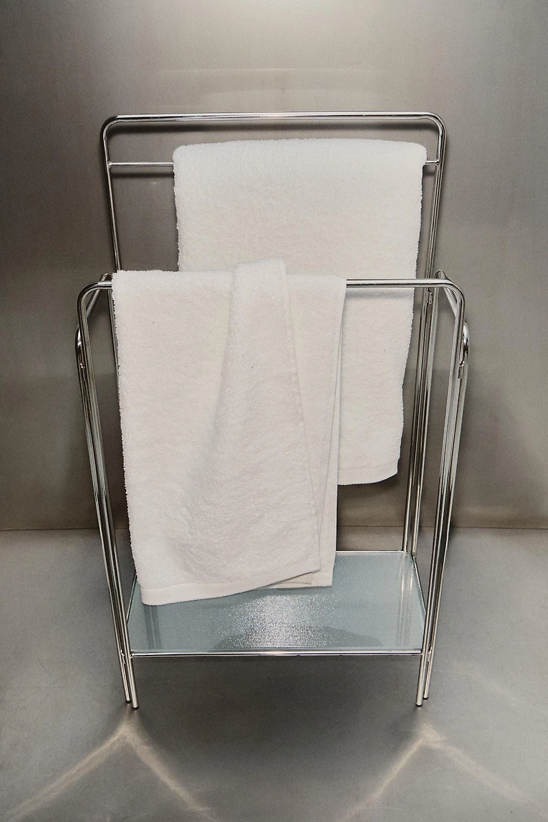STEEL AND GLASS TOWEL RACK