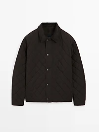 Quilted jacket with corduroy collar