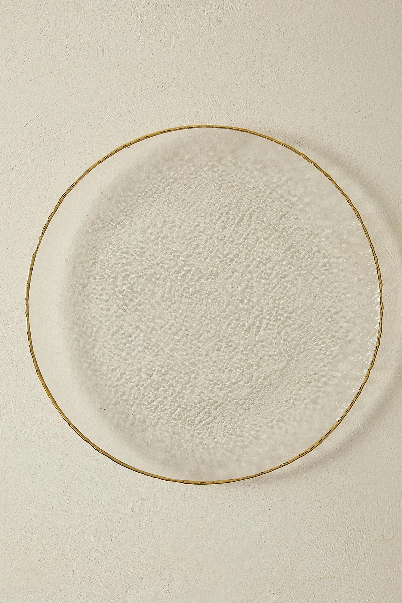 RAISED GLASS CHARGER WITH GOLD RIM