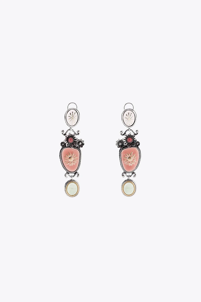 STONE FLOWER EARRINGS