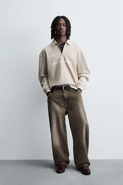 RIB KNIT TEXTURED POLO SHIRT