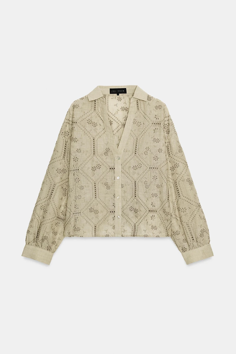 EMBROIDERED EYELET SHIRT