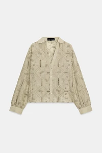EMBROIDERED EYELET SHIRT