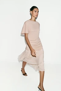 RUFFLED COMBINATION DRESS