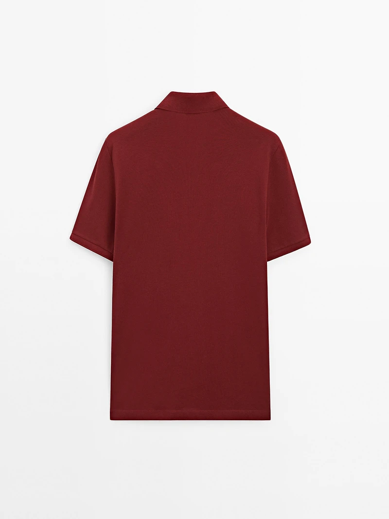 Micro textured piqué cotton polo shirt