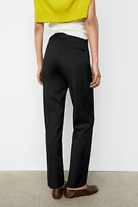 100% cold wool straight-leg pants