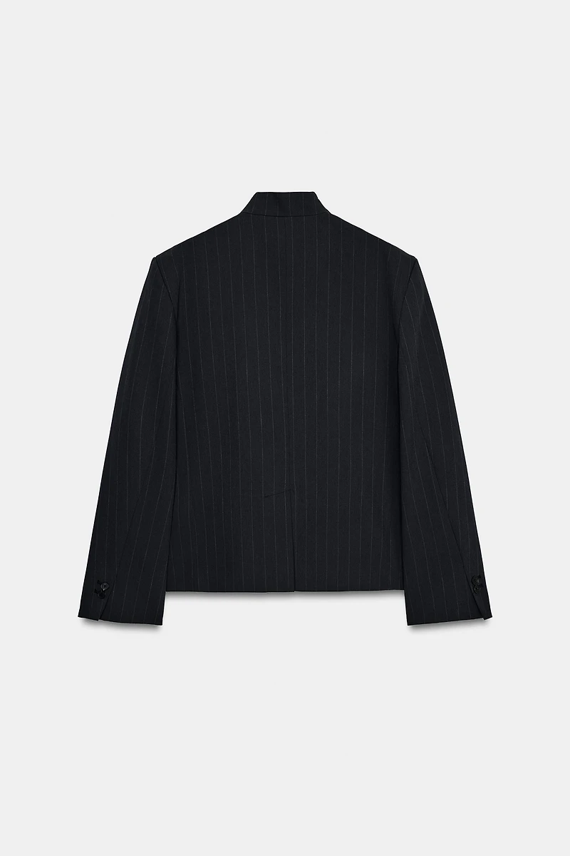 ZW COLLECTION PINSTRIPE HIGH NECK BLAZER