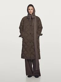 Long water-repellent puffer jacket