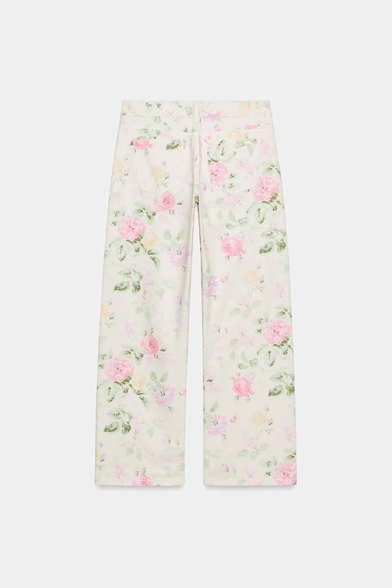 TRF LOW RISE LOOSE FIT FLORAL JEANS