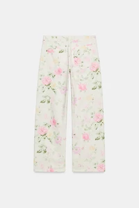 TRF LOW RISE LOOSE FIT FLORAL JEANS