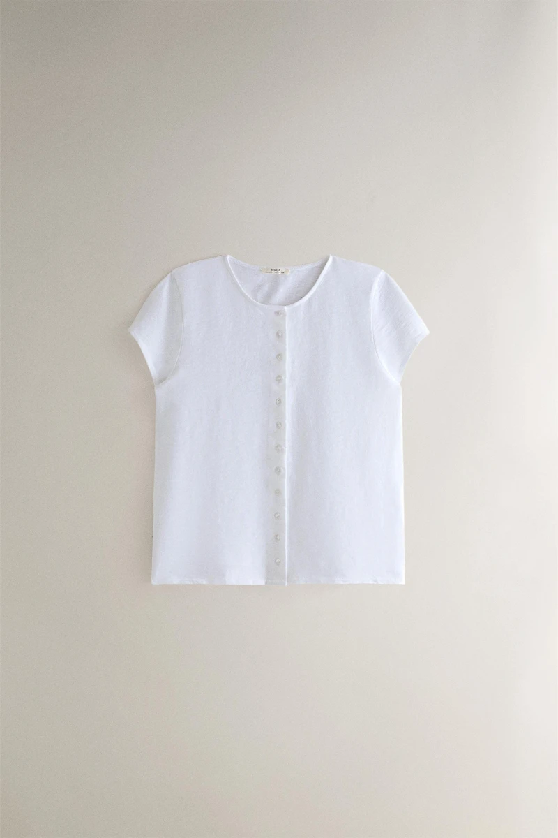 COTTON BUTTON-UP T-SHIRT