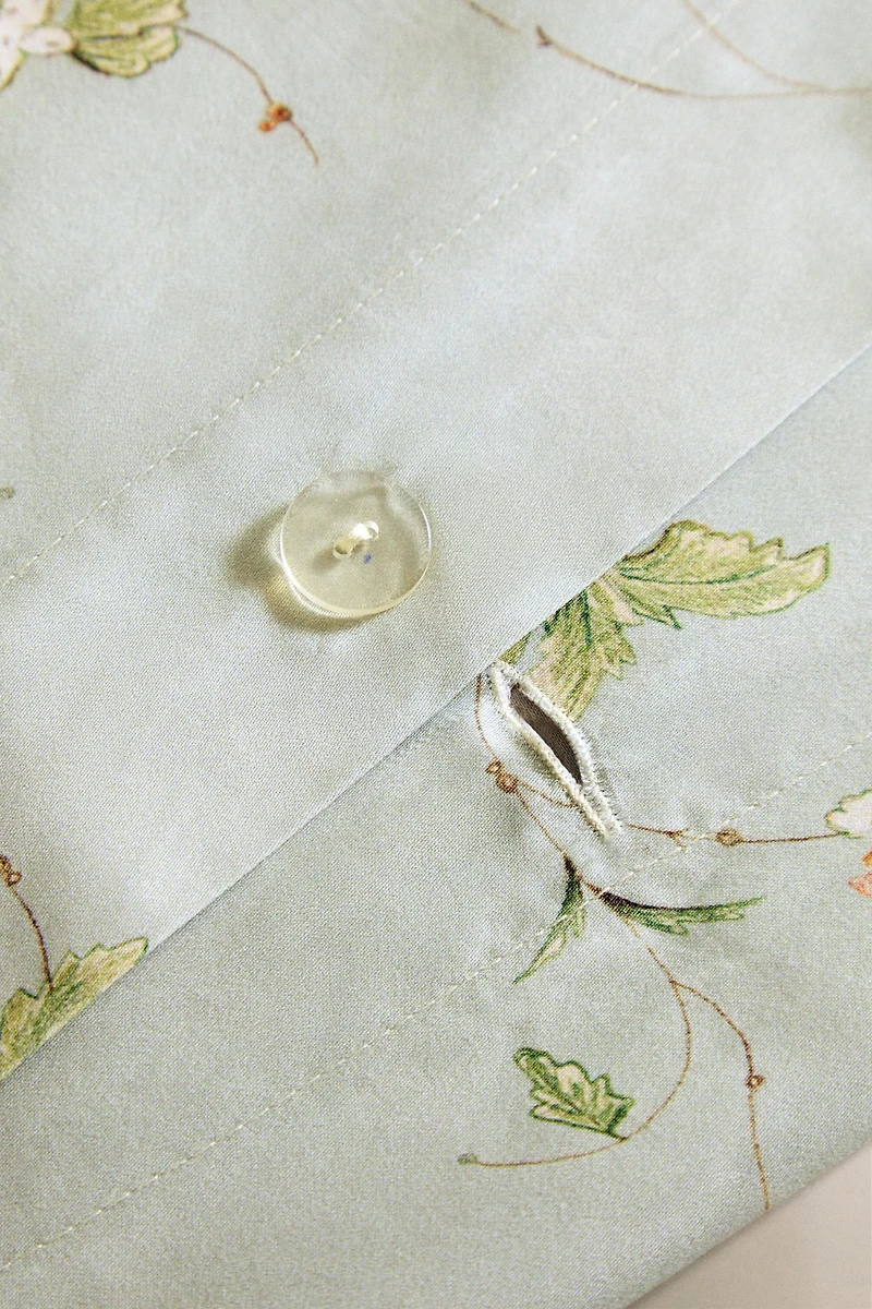 COUETTE SATIN MOTIF BRANCHES FLORALES (300 FILS)