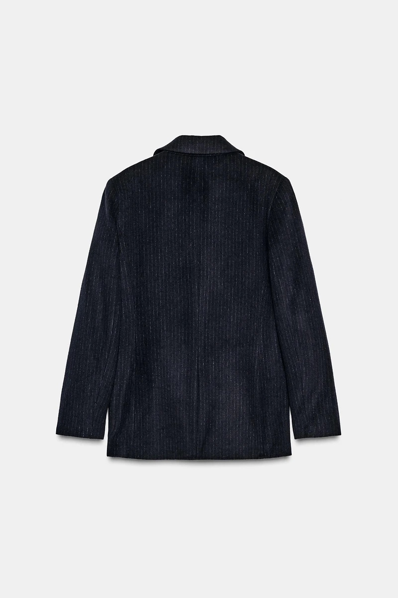 WOOL BLEND PINSTRIPE BLAZER