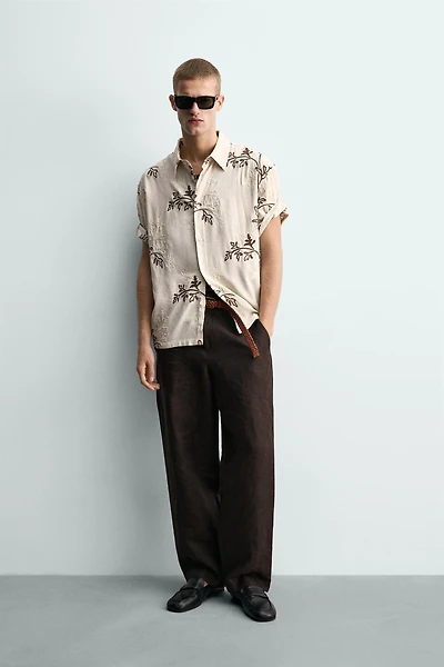 RELAXED FIT FLORAL EMBROIDERED SHIRT