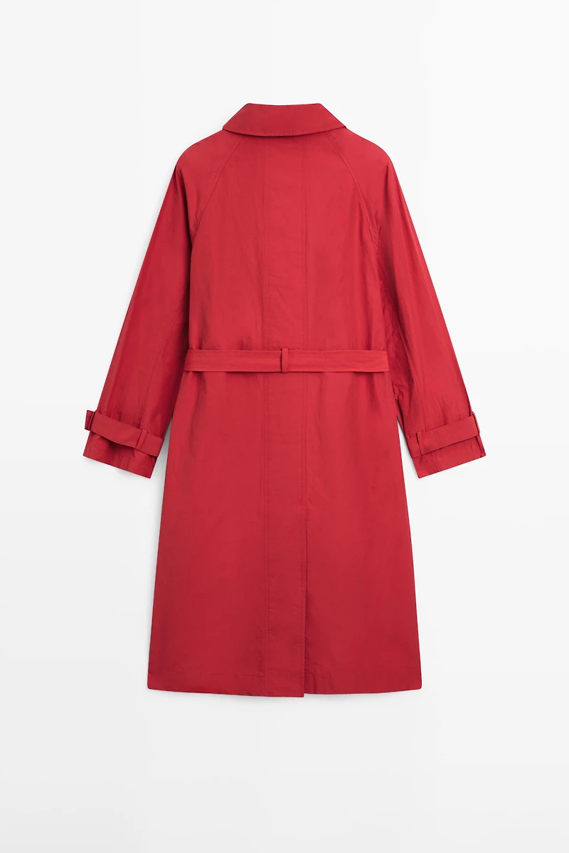Technical cotton trench coat