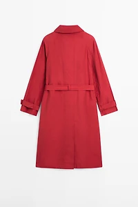 Technical cotton trench coat