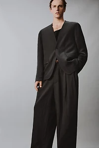 RELAXED FIT WIDE LEG SUIT PANTS