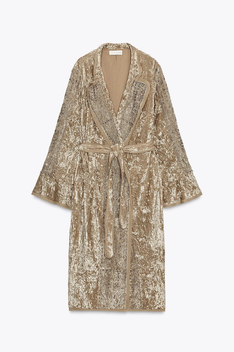 ZW COLLECTION LIMITED EDITION EMBROIDERED VELVET KIMONO