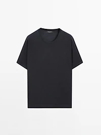 T-shirt en maille de laine mélangée à manches courtes