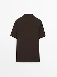 Short sleeve polo shirt with zip detail