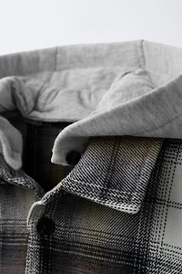 PLAID OVERSHIRT WITH REMOVABLE FLEECE HOODIE