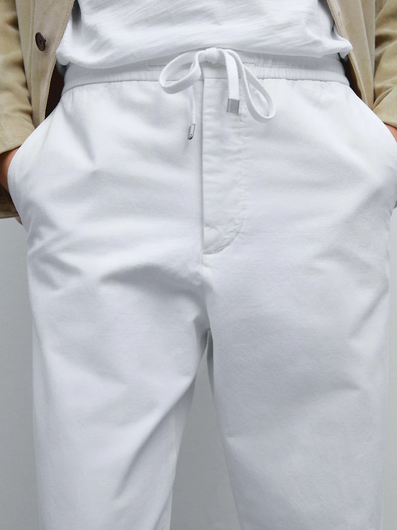 Cotton blend jogger fit trousers