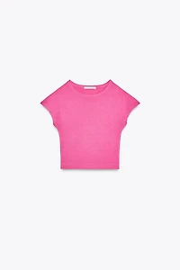 COTTON MODAL CROP T-SHIRT