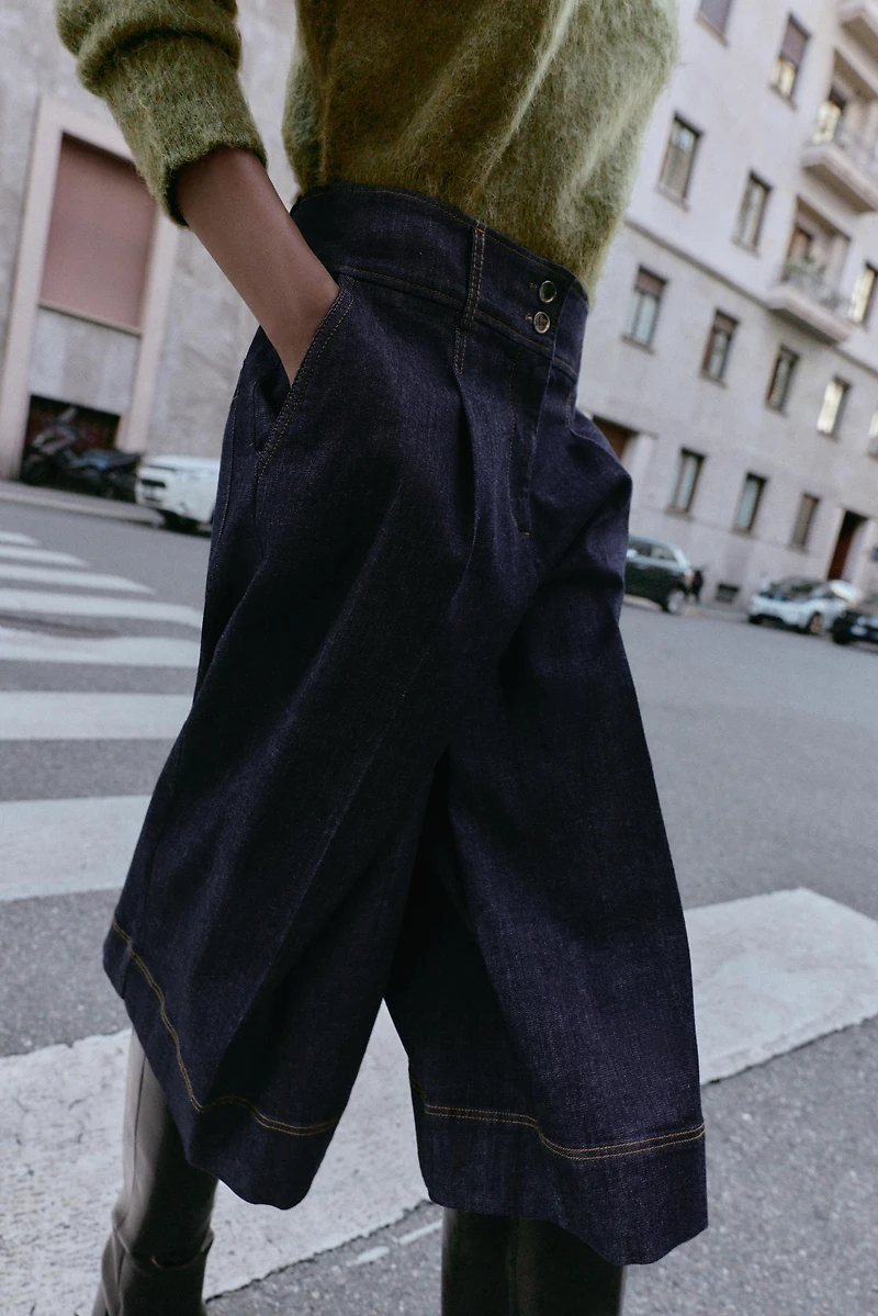 Z1975 LONG PLEATED DENIM SHORTS