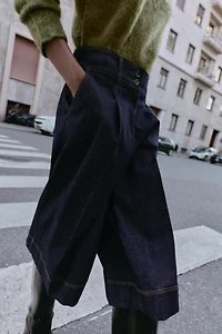 Z1975 LONG PLEATED DENIM SHORTS