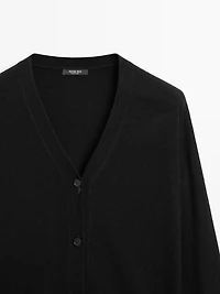 Wool blend V-neck knit cardigan