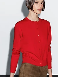 Cardigan laine à col rond