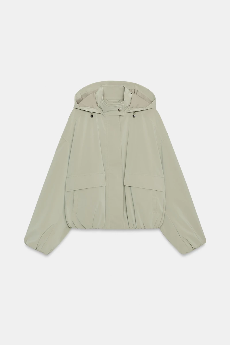 BLOUSON ENGOMMÉ À CAPUCHE