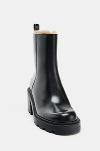 WATER REPELLENT LEATHER ANKLE BOOTS
