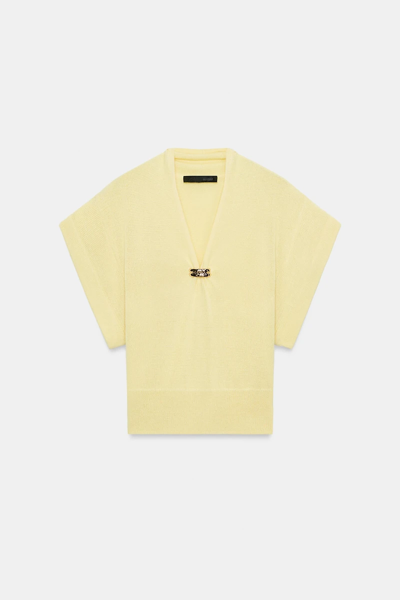 GOLD APPLIQUE SHORT SLEEVE JUMPER