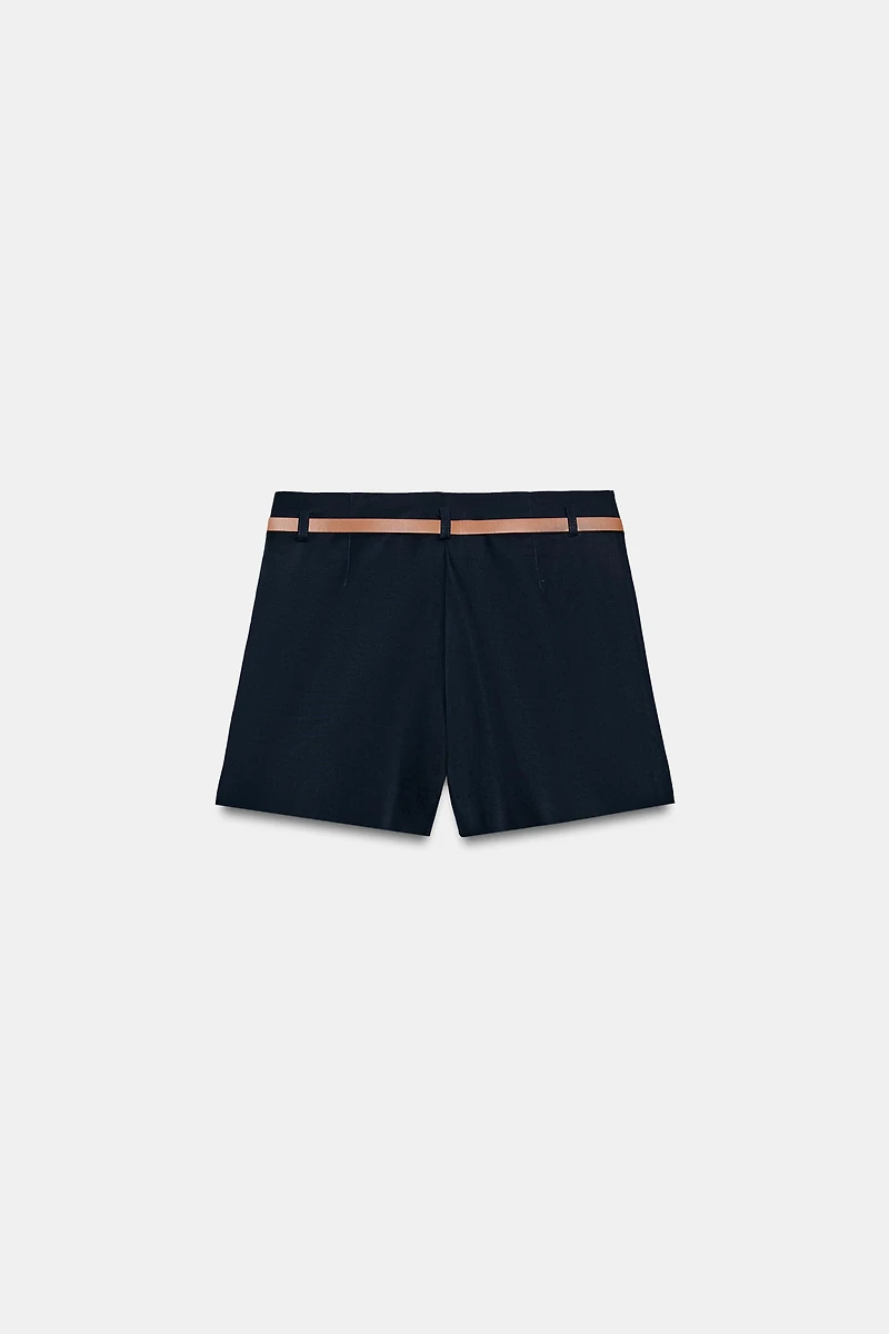 HIGH-WAISTED BELTED SHORTS