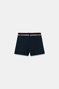 HIGH-WAISTED BELTED SHORTS