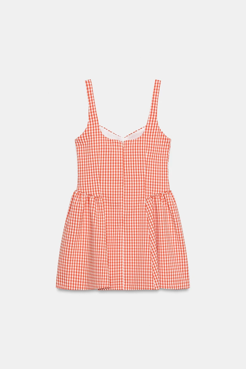 GINGHAM VOLUMINOUS MINI DRESS