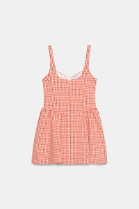 GINGHAM VOLUMINOUS MINI DRESS