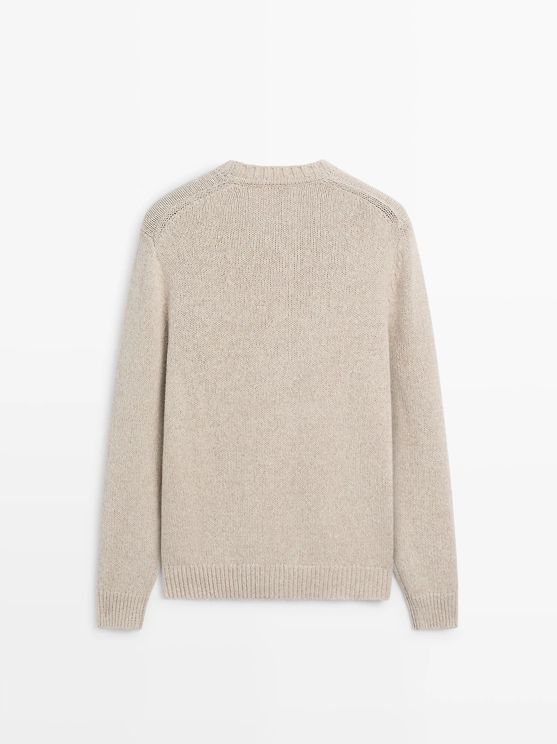 Pull maille coton mélangé col rond