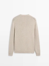 Pull maille coton mélangé col rond