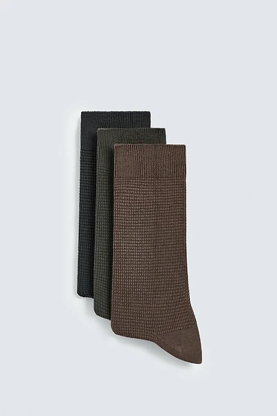 LOT DE 3 PAIRES CHAUSSETTES QUADRILLÉES