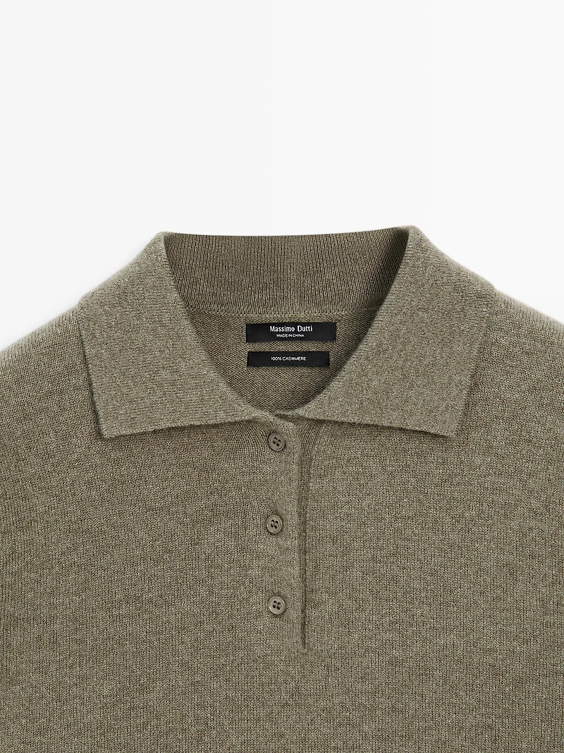 100% cashmere knit polo sweater