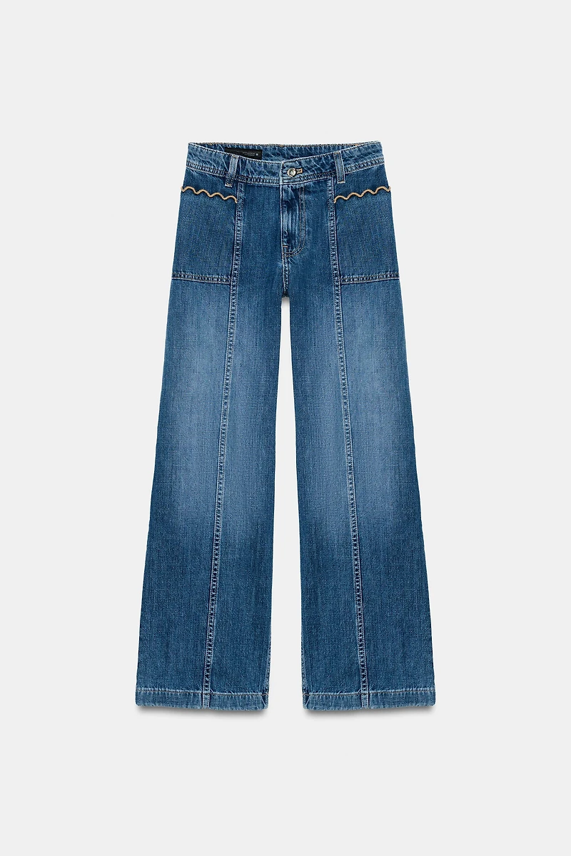 JEAN Z1975 JUPE-CULOTTE TAILLE HAUTE SURPIQÛRES