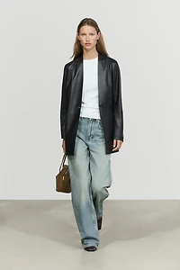 Single-button 100% nappa leather blazer